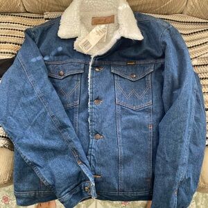Wrangler Men's Blue Sherpa-Lined Denim Jacket